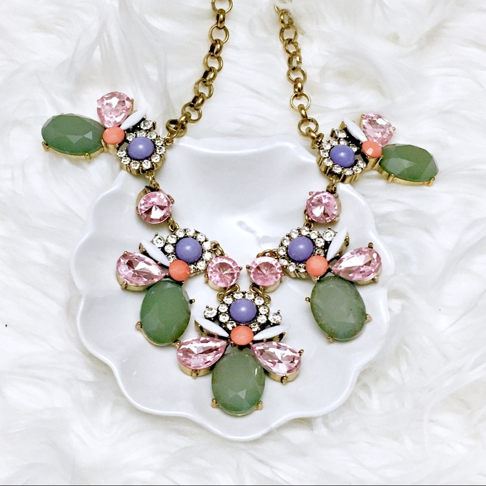 Multi Color Stone Statement Necklace - image 1